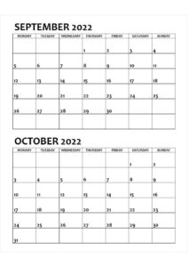 2 Month Calendar September October pdf