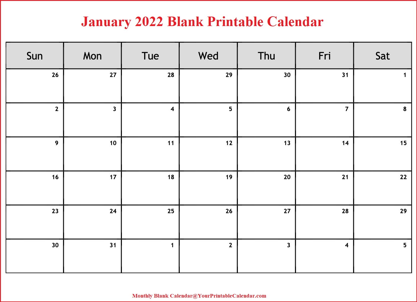 Free Printable Blank Calendar 2022 Vseian Free Printable Blank Calendar 2022 Vseian