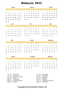 Calendar 2022 Malaysia PDF pdf