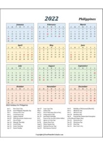 Philippines 2022 Calendar pdf