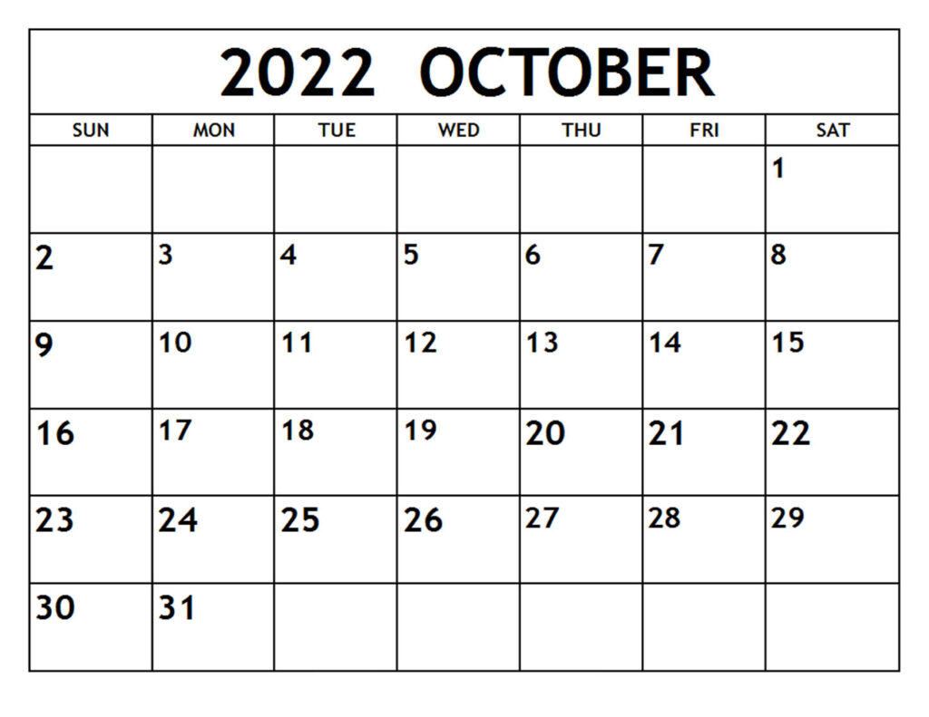 Free October 2022 Calendar Free** Printable October 2022 Calendar With Holidays [Pdf]