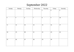 Blank Calendar 2022 September pdf