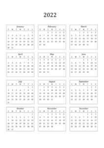 Blank One Page Calendar 2022 PDF pdf