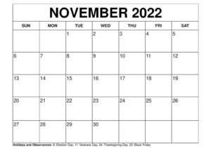November 2022 Blank Calendar pdf