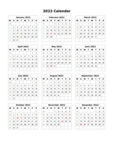 One Page Calendar 2022