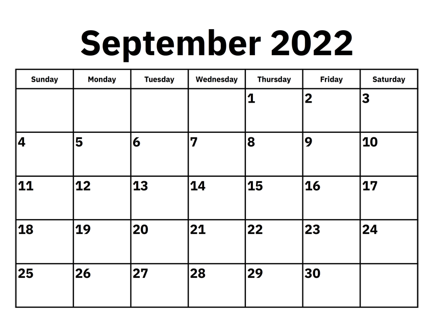 September 2022 Blank Calendar