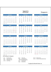 Singapore 2022 Printable Calendar 1 pdf