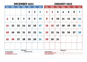 2 Month Calendar December January 2023 pdf