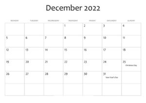 December 2022 Editable Calendar pdf