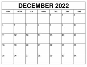 December 2022 Blank Printable Calendar