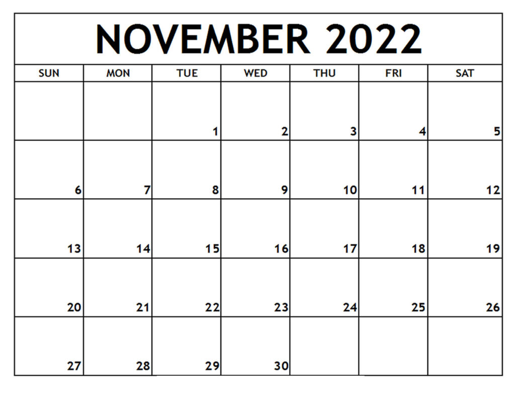November 2022 Blank Printable Calendar
