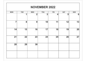 November Blank Calendar 2022 pdf