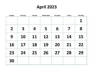 April Calendar 2023 with Holidays