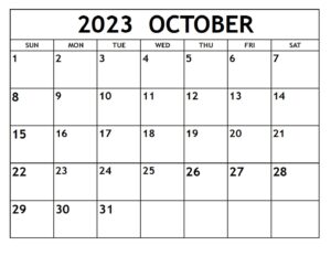Blank Calendar 2023 October