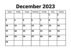 December 2023 Blank Printable Calendar pdf