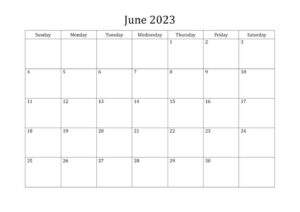 June 2023 Blank Calendar pdf