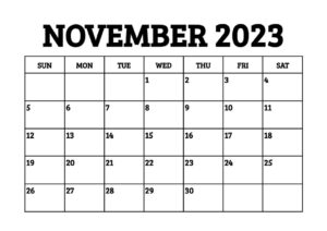 November 2023 Editable Calendar pdf