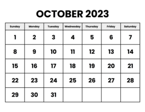 October 2023 Blank Printable Calendar