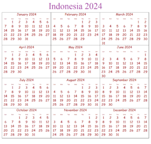 Printable Calendar 2024 Indonesia