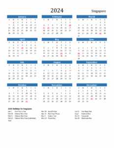 Singapore 2024 Calendar