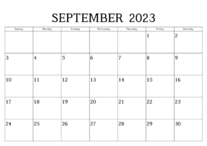 Blank Calendar 2023 September