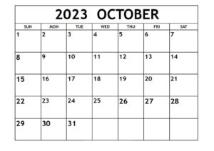 October 2023 Calendar Printable pdf