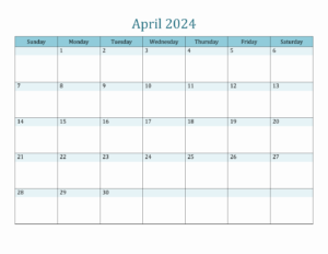 April Calendar 2024