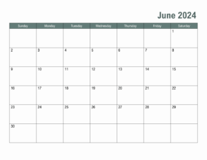 June 2024 Calendar With Notes