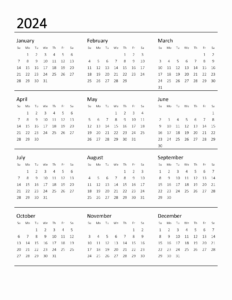 Blank Printable Calendar 2024 Template