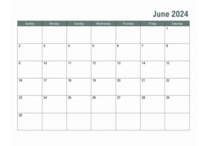 June 2024 Calendar With Notes pdf