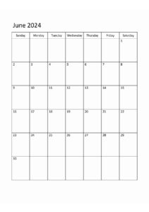 June 2024 Editable Calendar pdf
