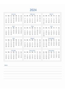 Printable Calendar 2024 Template pdf