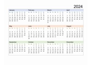 Yearly 2024 Calendar Printable pdf